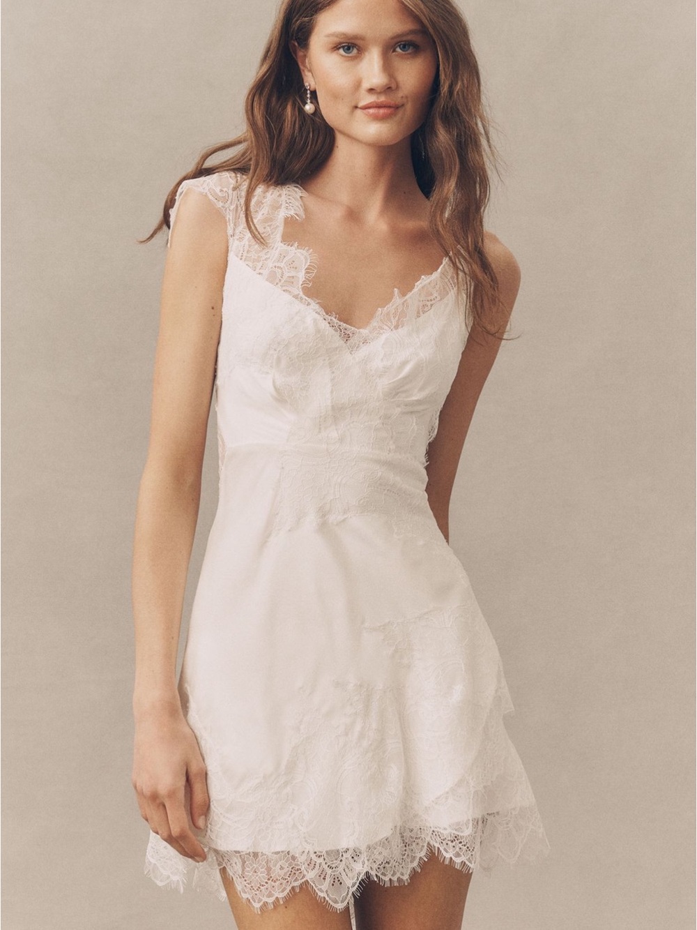 BHLDN Lace Wrap V-Neck Mini Dress